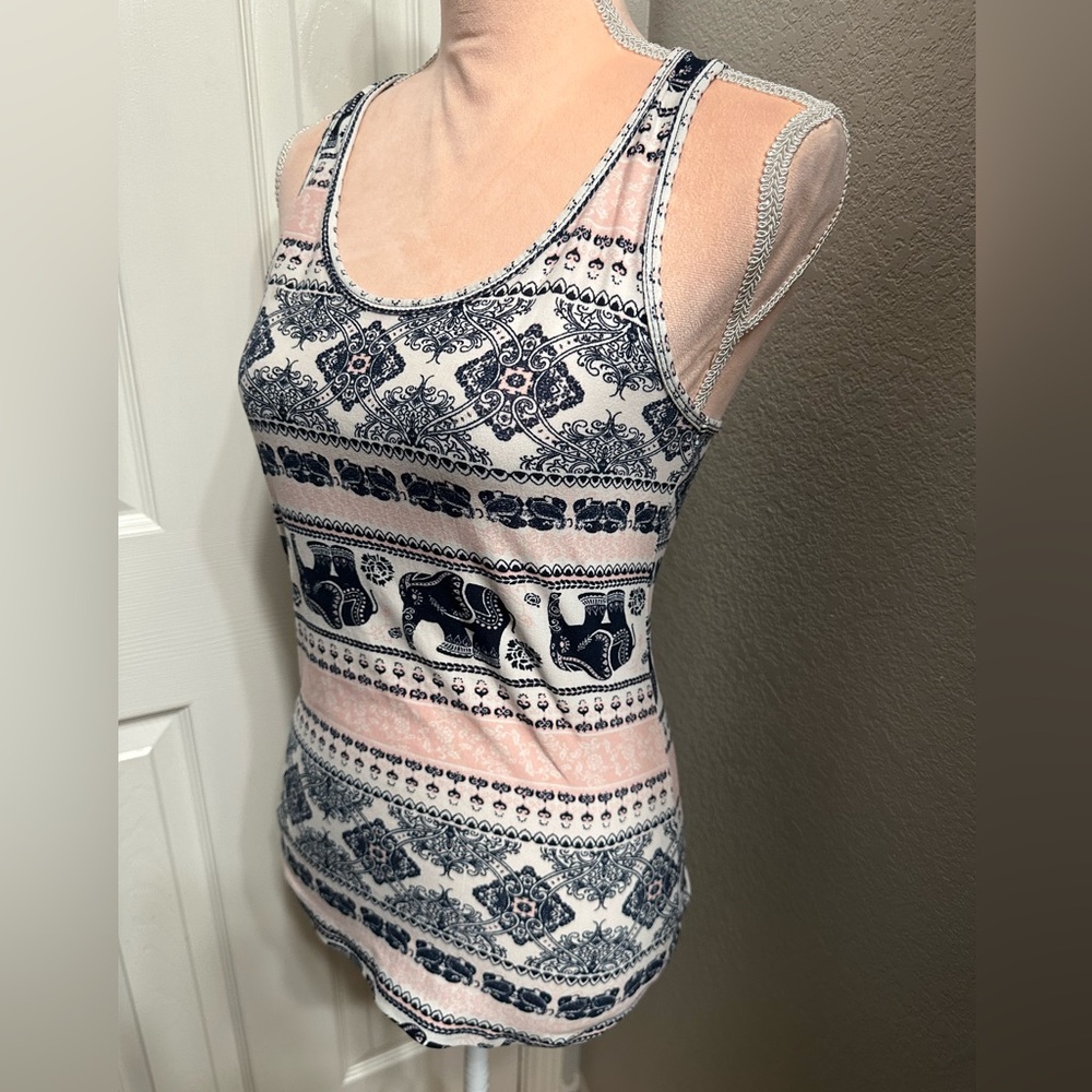 Navy & Pink Elephant Racerback Tank
